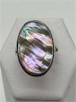 Vintage Early Taxco Sterling Silver Abalone Ring
