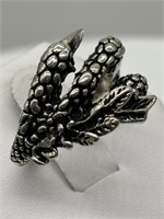 Vintage Sterling Silver Figural Dragons Claw Ring