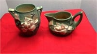 Roseville Pottery Magnolia Vase 86-4 & Creamer 4-C