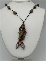 Antique Cloisonne Articulated Fish Necklace