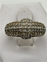 Rare Swarovski Crystal Sterling & Gold Fancy Ring