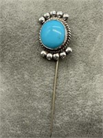 Vintage Sterling Silver Turquoise Navajo Hatpin