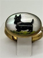 Victorian RARE Essex Crystal Scottie Dog Ring