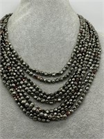 Sterling Silver Fancy Ruby & Hematite Necklace