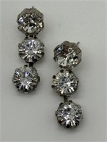 Luxurious Vintage Prong Set Rhinestone Earrings