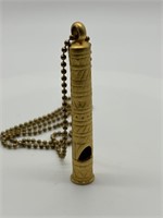 Vintage JJ Etruscan Style Whistle Pendant Necklace
