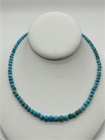 Sterling Natural Blue Turquoise Bead Necklace