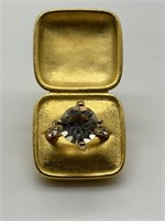 M. Jent Vintage Gold Tone Ring w/ Box Lapel Pin