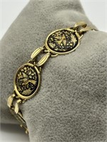 Vintage Damascene Oval Link Bracelet