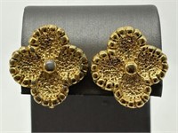 Vintage Replica Italy Gold Tone Textured Earrings