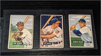 3 1951 Bowman Baseball Cards G