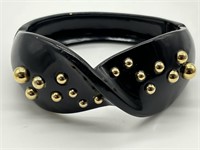 Rare Trifari Black Coated Brass Studded Bracelet