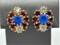 Weiss Red, White & Blue Small Rhinestone Earrings