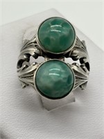 Sterling Silver Fancy Green Gemstone Ring
