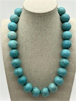 Sterling Silver Turquoise Howlite Beaded Necklace
