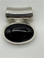Vintage Sterling Silver Black Onyx Chunky Pendant