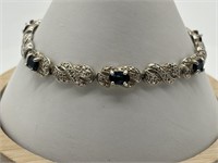 Sterling Silver Fine Sapphire Tennis Bracelet