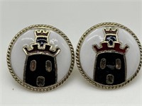 Vintage Coro Castle Enamel Earrings
