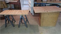 Wood/Metal Saw Horses, Plywood Box 27x24x28",