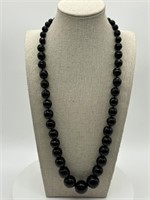 Vintage Sterling Black Swirled Lucite Necklace