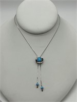 Fine Israeli Sterling Blue Fire Opal Necklace