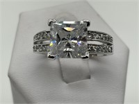 18K HGE Fancy Crystal Engagement Style Ring