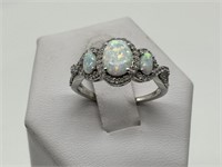 Sterling Silver Fancy Fire Opal Amazing Ring