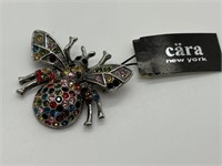 Cara New York Jeweled Beetle Brooch