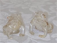 Pair of small art glass frogs