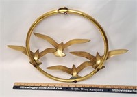 Vintage Brass Flying Birds Hanger