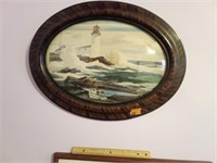 Framed Lighthouse Print in Oval Bubble Glass