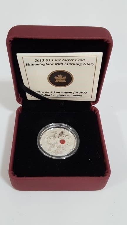 2013 Fine Silver Hummingbird w/Morning Glory Coin