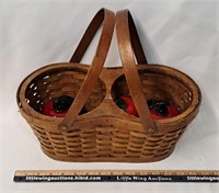 Wicker Planter Basket w Glass Apples