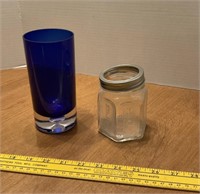 Mole Bedford, Ohio Jar & Clear Bottom Blue Glass