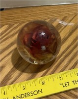 Glass Paperweight Rose Decor