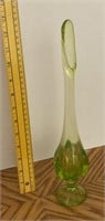 Green 6 Petal Footed 12 “ Swung Bud Vase