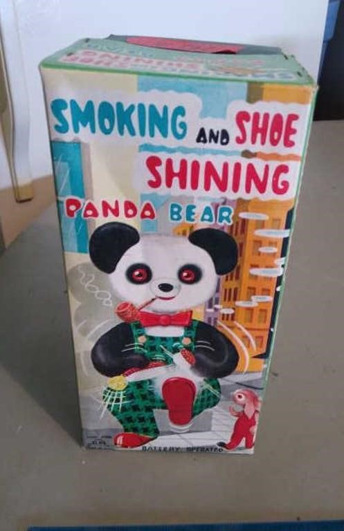 Smoking and Shoe Shining Panda Bear Box