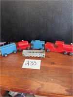 wooden toy train and train car