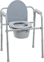 Drive Medical Gray Folding Bedside Commode