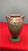 Roseville Pottery Pink/Green Iris Vase Double