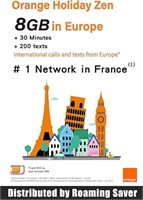 Orange Holiday Europe Prepaid SIM Card- 8GB+30Min