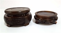 Pair Round Wooden Display Stands For Collectibles