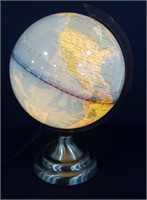 Vintage Light-Up World Globe, Spins Well, 12" Tall