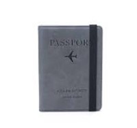 PU Leather Passport Wallet Case Holder-Gray