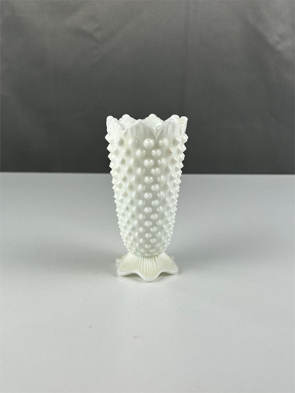 White Fenton Hobnail  Vase