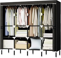 64" Portable Closet Wardrobe with 8 Shelves