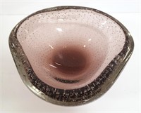 MCM Controlled Bubbles Amethyst Art Glass Bowl