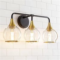 Black and Gold 3-Light Bathroom Wall Sconce