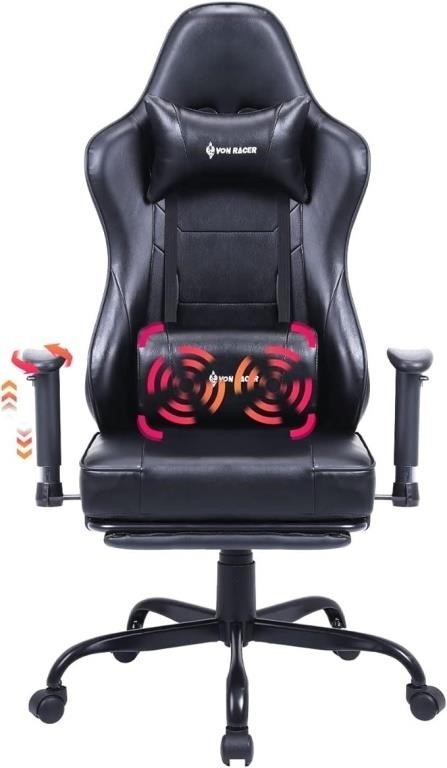 VON RACER Massage Gaming Chair with Footrest