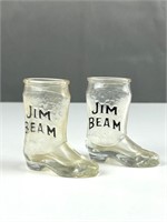 Vintage Jim Beam glass cowboy boot shot glasses